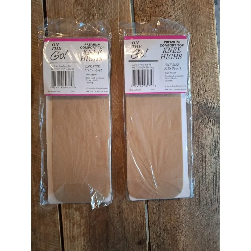 2/On the Go Ultra Sheer Offblack Pantyhose Sz XL Queen 2/ Knee Highs Nude One Sz